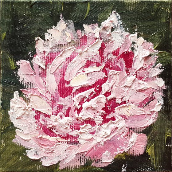 Peony 02... / FROM MY A SERIES OF MINI WORKS / ORIGINAL OIL PAINTING