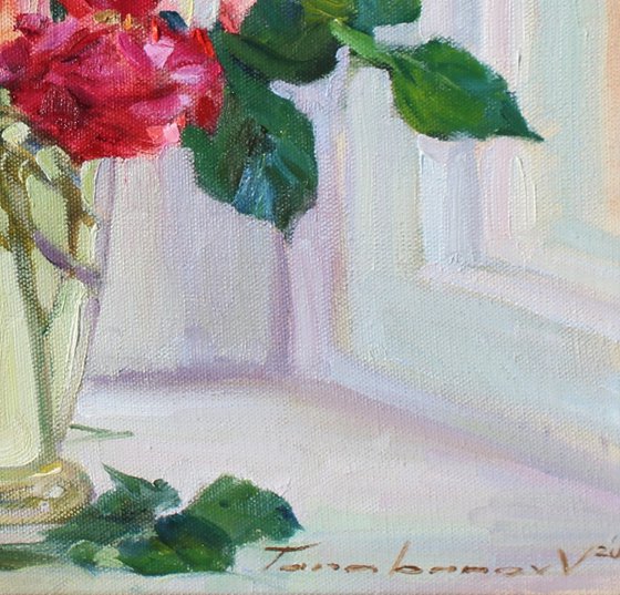 Roses in a glass vase