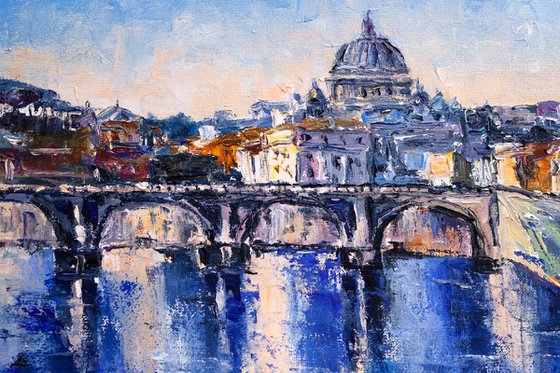 "Rome", city landscape, St. Angelo Bridge, Italy