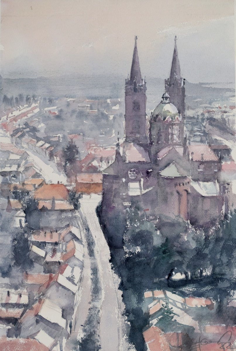 Djakovo, cathedral by Goran Zigolic Watercolors