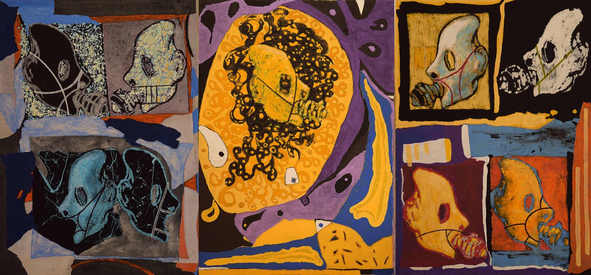 Portrait Painting By Antonio Mele, 59 X 28, Facemask1, Original Artwork