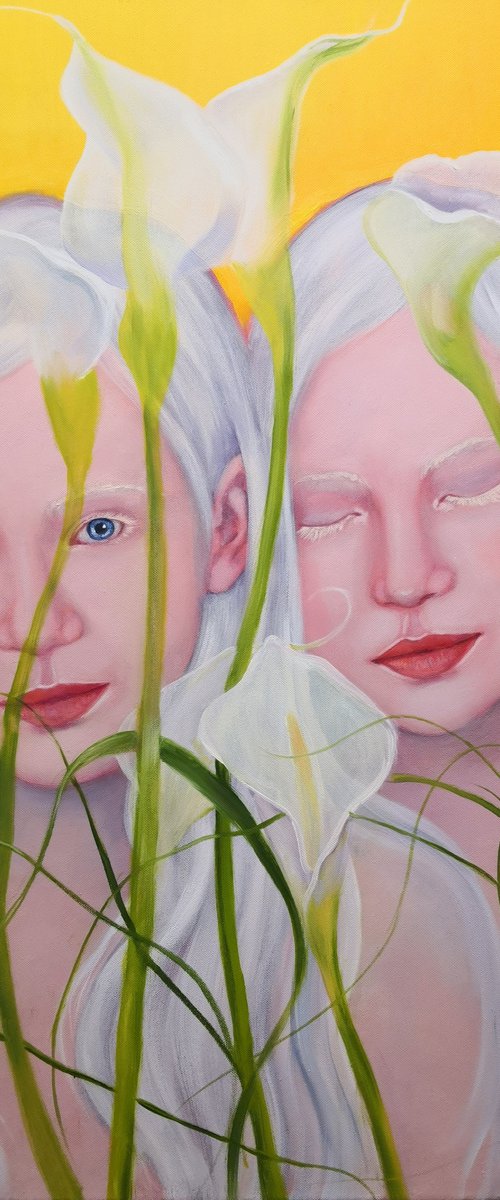 Flower nymphs, Albino twins women portrait by Jane Lantsman