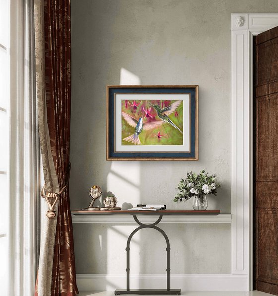 Colibri in flight. Flying