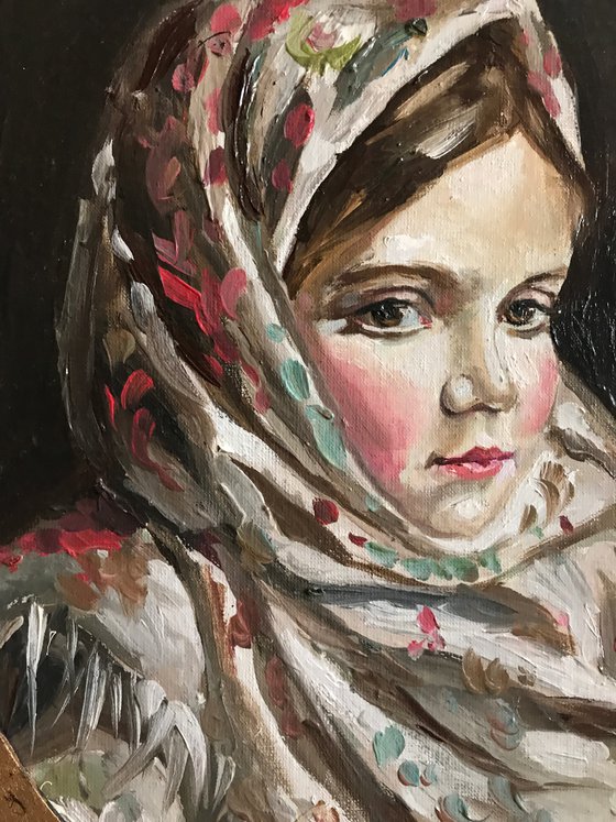Girl in Pavlovo Posad shawl