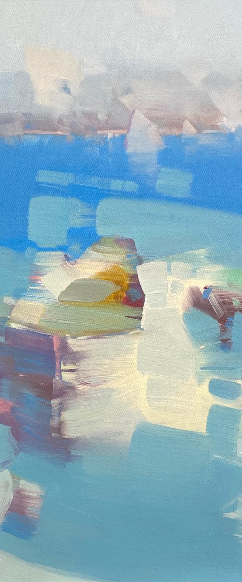 Canoe, Original oil painting, Handmade artwork, One of a kind by Vahe Yeremyan