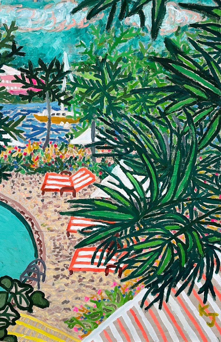 Expressive Landscape Acrylic Painting By Katie Jurkiewicz, 32 X 48", On The Intercoastal Waterway, Original Artwork