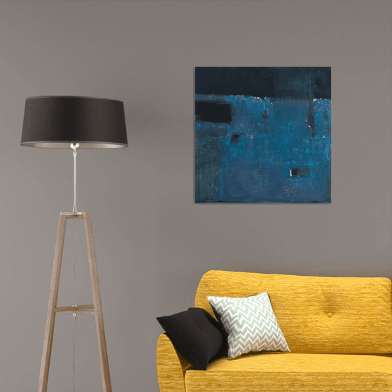 Blue and Dark Blue 30x30" 76x76cm Contemporary Art by Bo Kravchenko