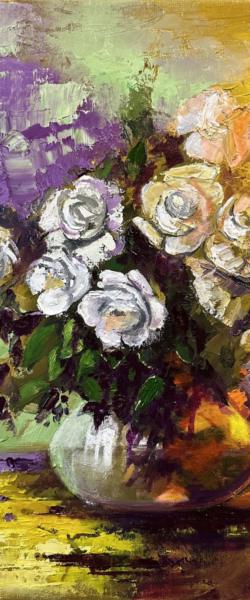 Still Life with White Roses by Reneta Isin