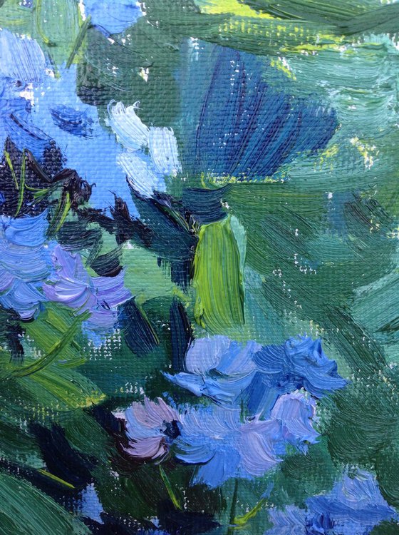 Forget-me-not . Spring Flowers original oil painting modern bouquet