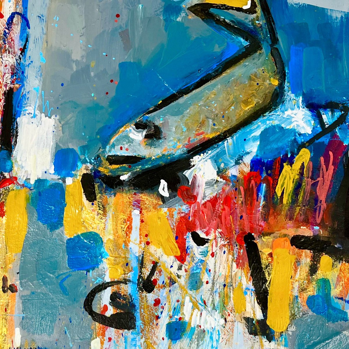 Expressive Landscape Painting By Irene Wilkes, 17 X 17, All At Sea, Original Artwork