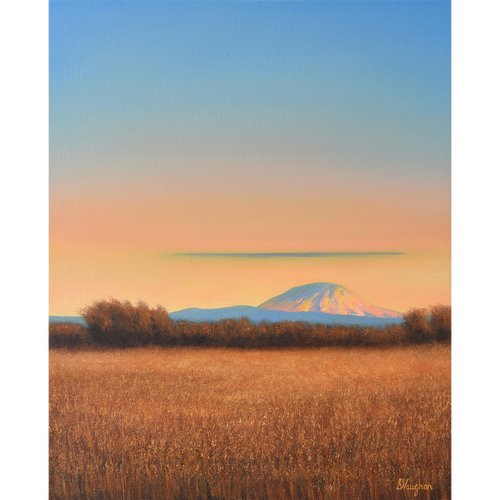 Mountain View - Blue Sky Gold Field Landscape by Suzanne Vaughan