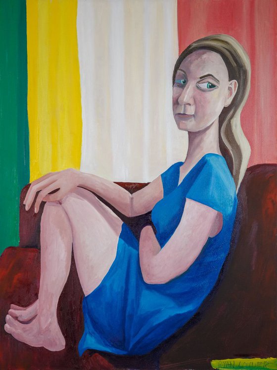 Portrait of a  Girl With Multicoloured Curtains