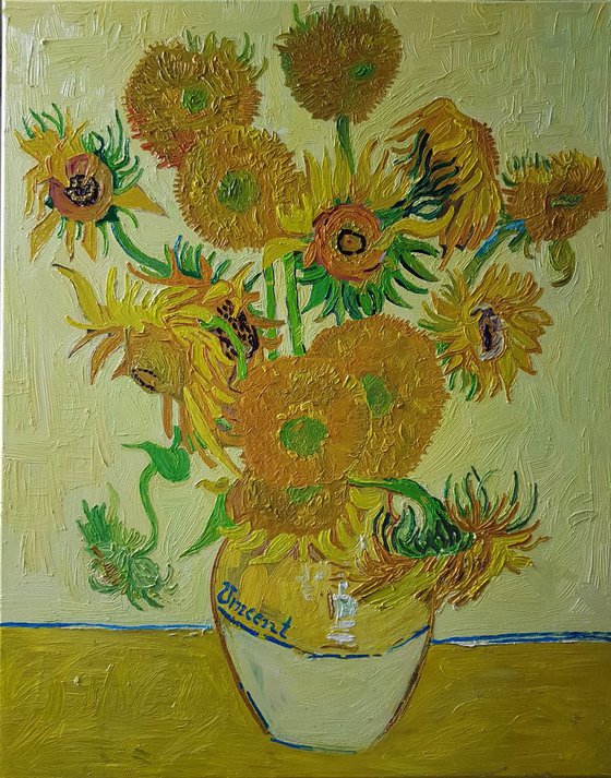 Vase with Fifteen Sunflowers - Van Gogh Hommage