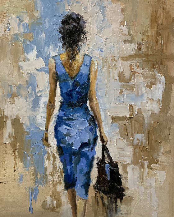 Woman in Blue Dress.