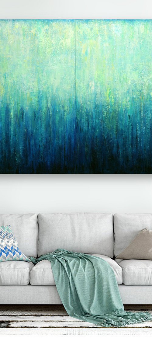 Abstract Turquoise Landscape VII by Behshad Arjomandi