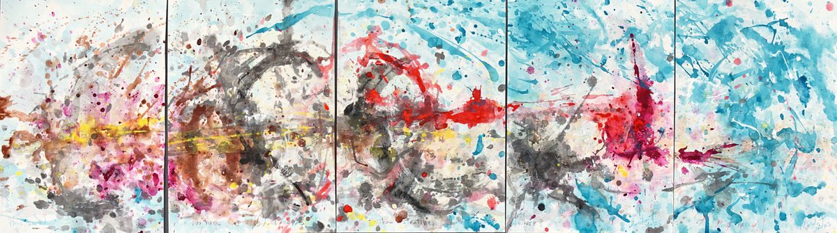 Abstract Acrylic Painting By Gordon T., 58 X 17, The Sound Moves Here..., Original Artwork