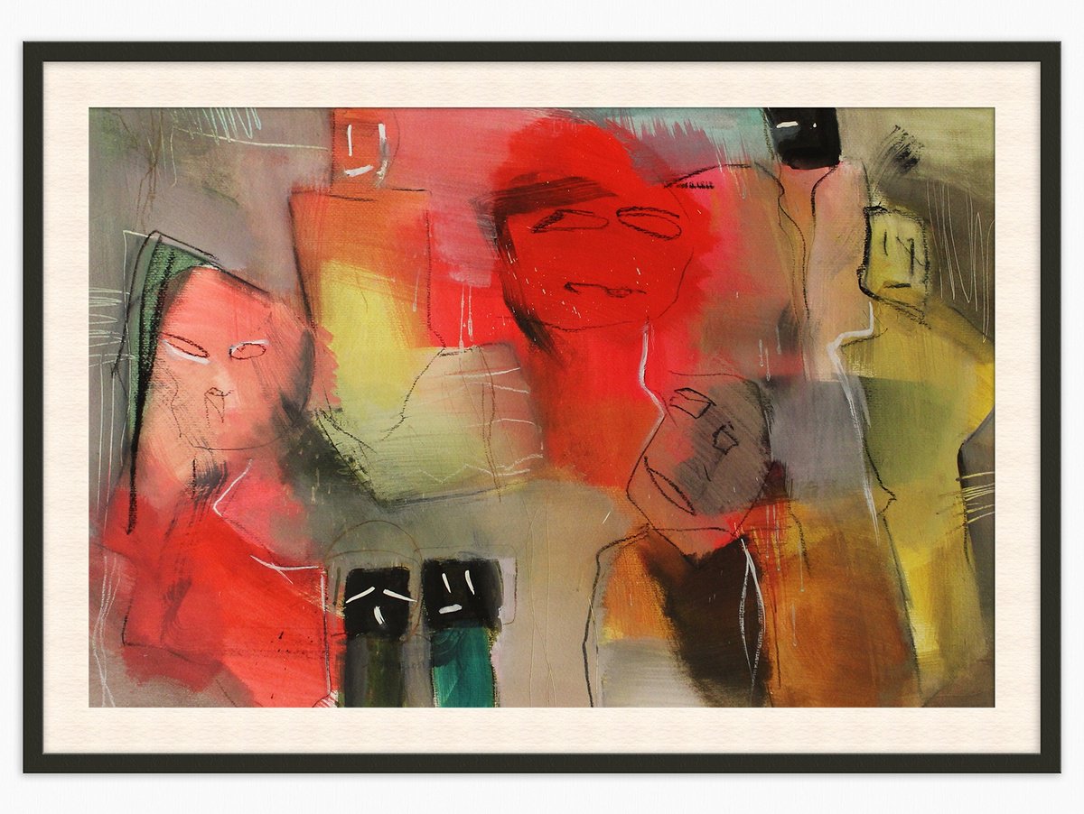 Abstract Painting By T Kyomu, 39 X 28", Ghosts Part I, Original Artwork