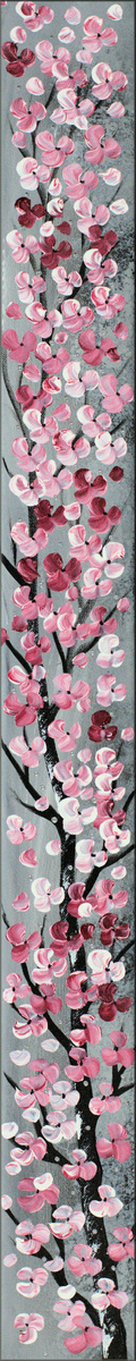 Sakura 2 -  acrylic abstract painting. cherry blossoms, nature painting, framed canvas wall art