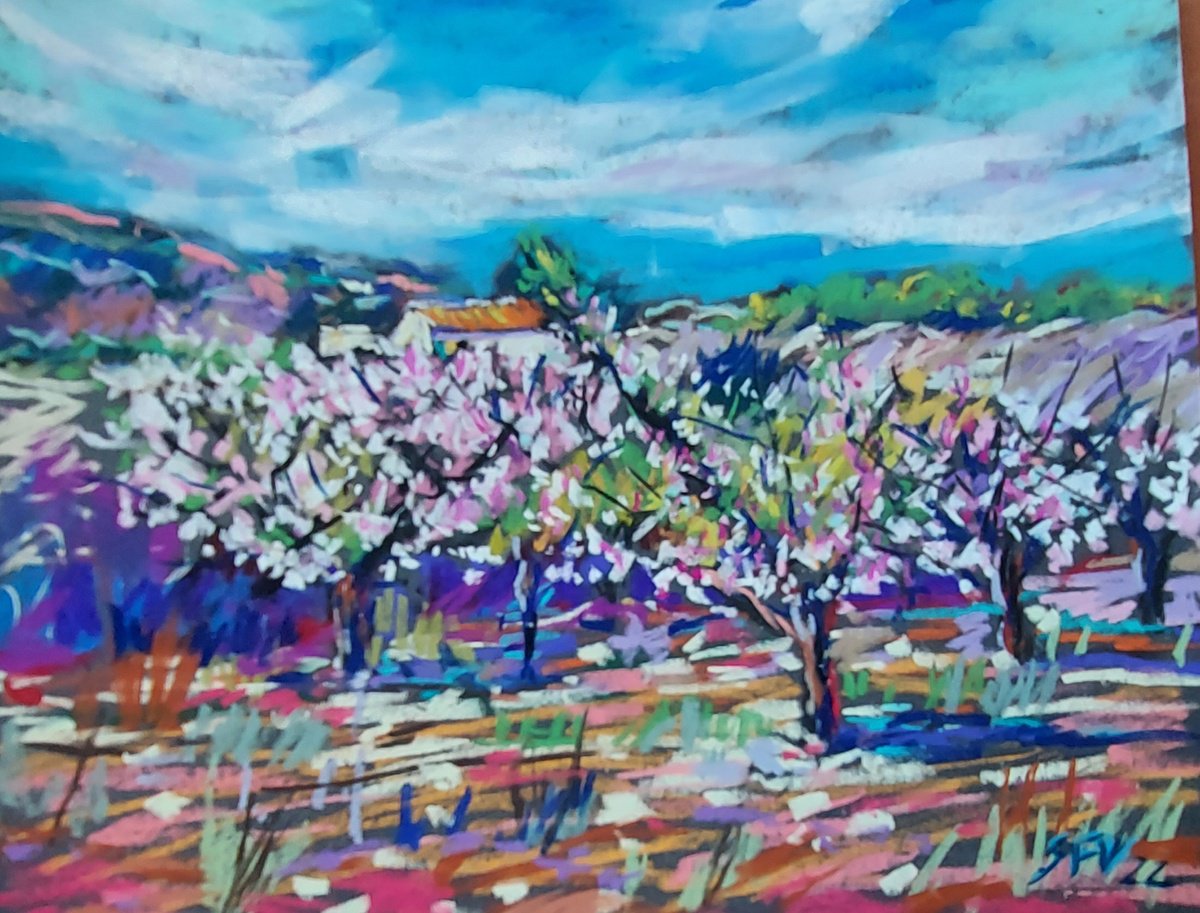 Country house amongst almond blossom by Silvia Flores Vitiello