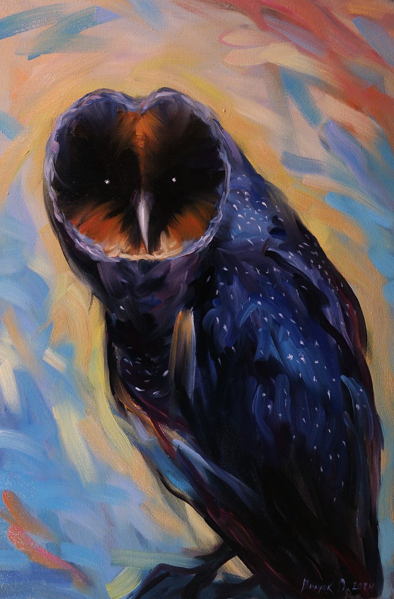 Surrealistic Animal Oil Painting By Lena Vylusk, 16 X 24", "Look Inside Yourself", Original Artwork