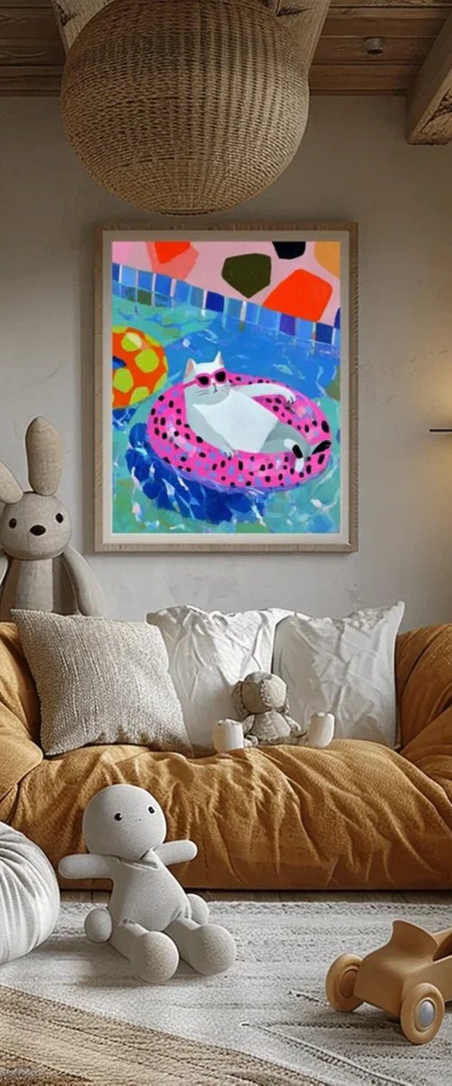 White Cat with Pink Glasses by Sasha Robinson