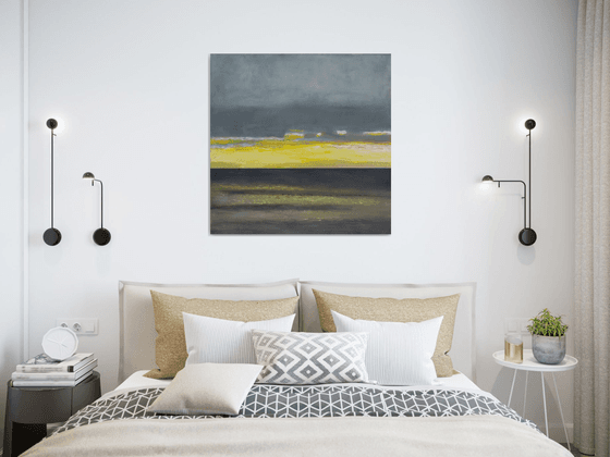 Yellow mood of ocean 30x30 inch 76x76cm by Bo Kravchenko