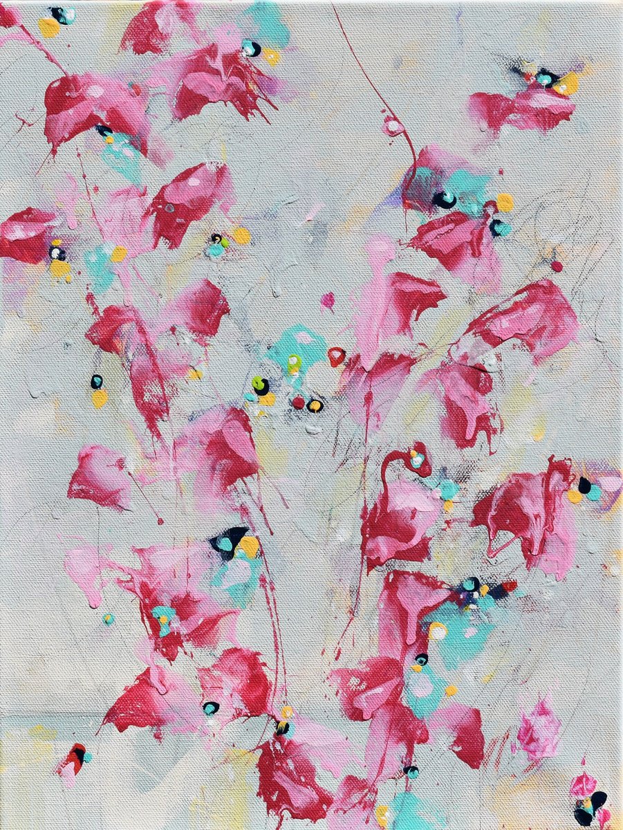 Abstract Landscape Acrylic Painting By Cynthia Ligeros, 12 X 16, First Breath Of Spring, Original Artwork