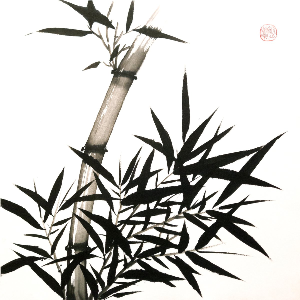 Dense bamboo thickets  - Bamboo series No. 2116 - Oriental Chinese Ink Painting by Ilana Shechter