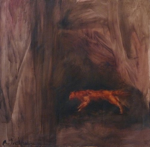 The Fox, oil on canvas 100x100 cm by Frederic Belaubre