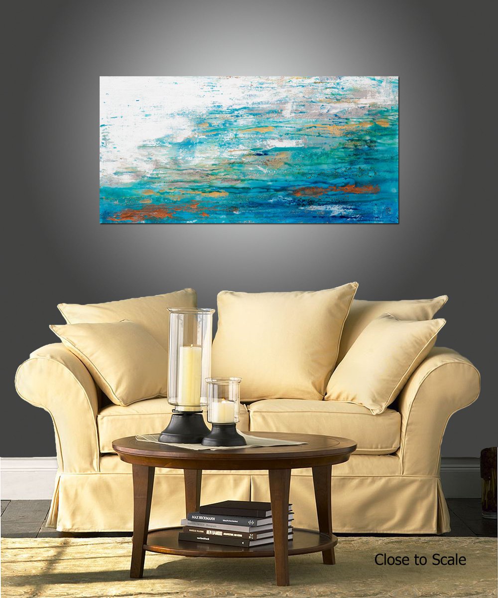 Abstract Acrylic Painting By Hilary Winfield, 48 X 24, Saltwater 6, Original Artwork