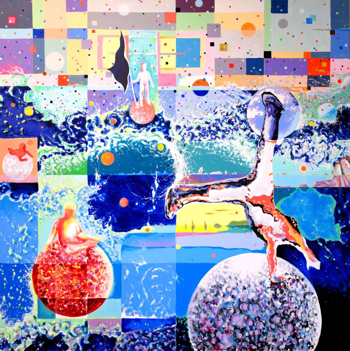 Alejos | Original  Acrylic Painting | Firestarter | 150 X 150Cm | Artwork For Sale On Artfinder