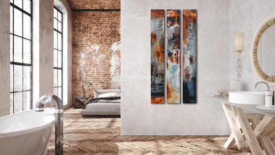 ABSTRACT TRIPTYCH  * 120 x 60 cms -  ABSTRACT PAINTING *** READY TO HANG