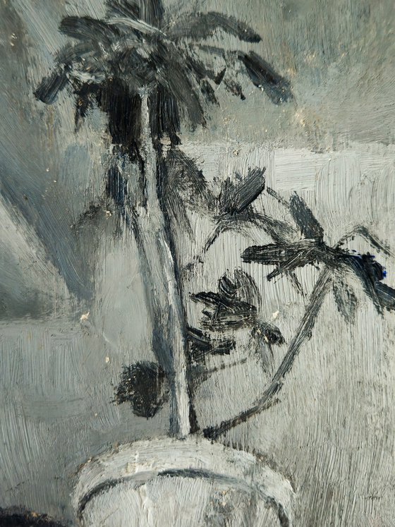 Crotons in Blue and Brown