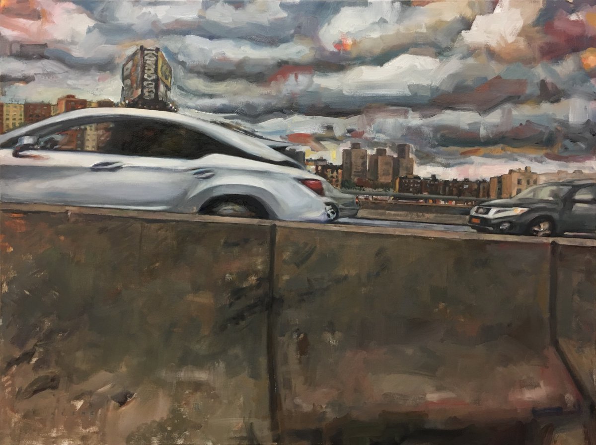 Impressionistic Cityscapes Oil Painting By Don Keene, 48 X 36, Bronx Marquee, I-95, Original Artwork