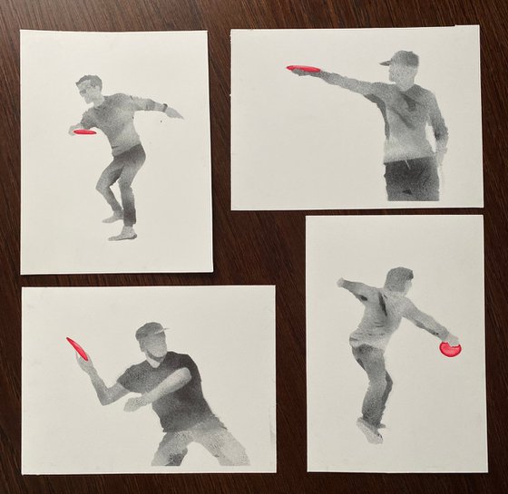 Discgolf sportsmen - set of 4 prints