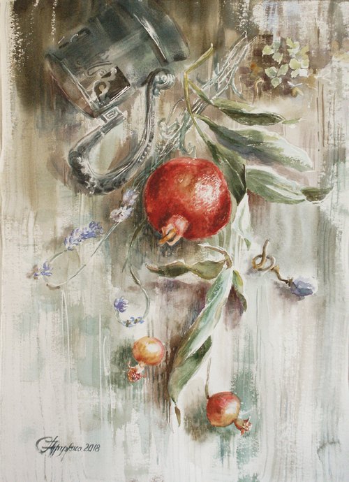 Still Life with Pomegranates by Svitlana Druzhko