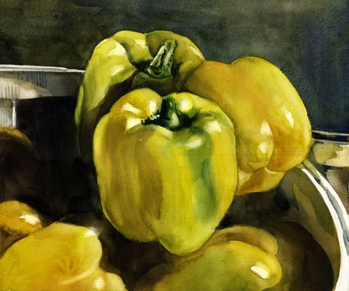 yellow peppers by Alfred  Ng