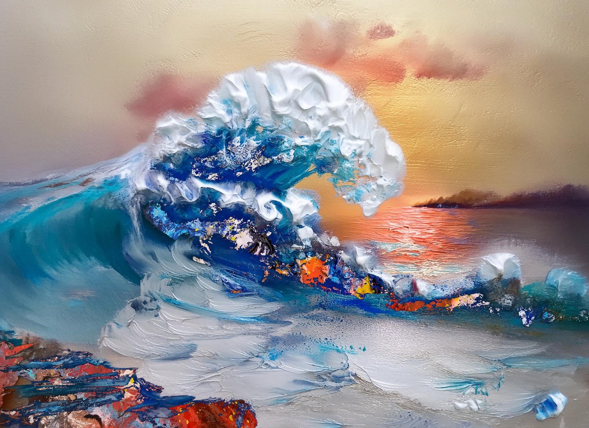 Abstract Painting Ocean Wave by Nikolina Andrea Seascapes and Abstracts