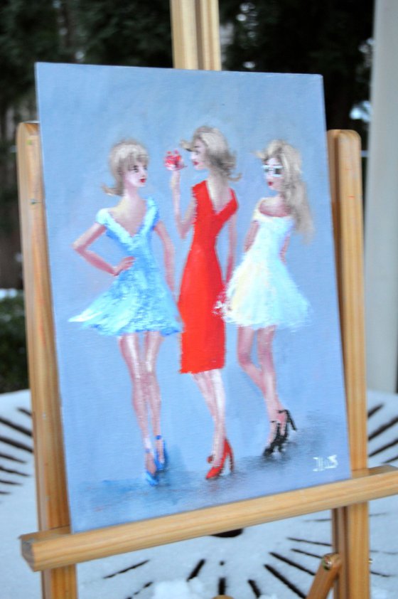 3 funny fashionistas.  Miniature Gift Art