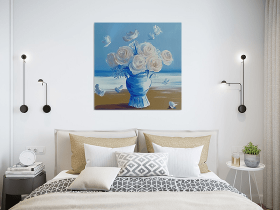 Blue Roses On The Beach