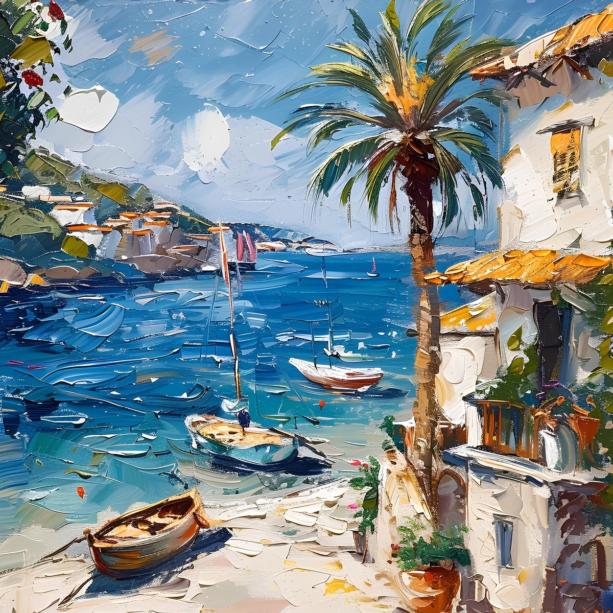 Impressionistic Landscape Screenprint By Elena Avanesova, 20 X 20, Mayokatherapy. Dream Veranda, Original Artwork