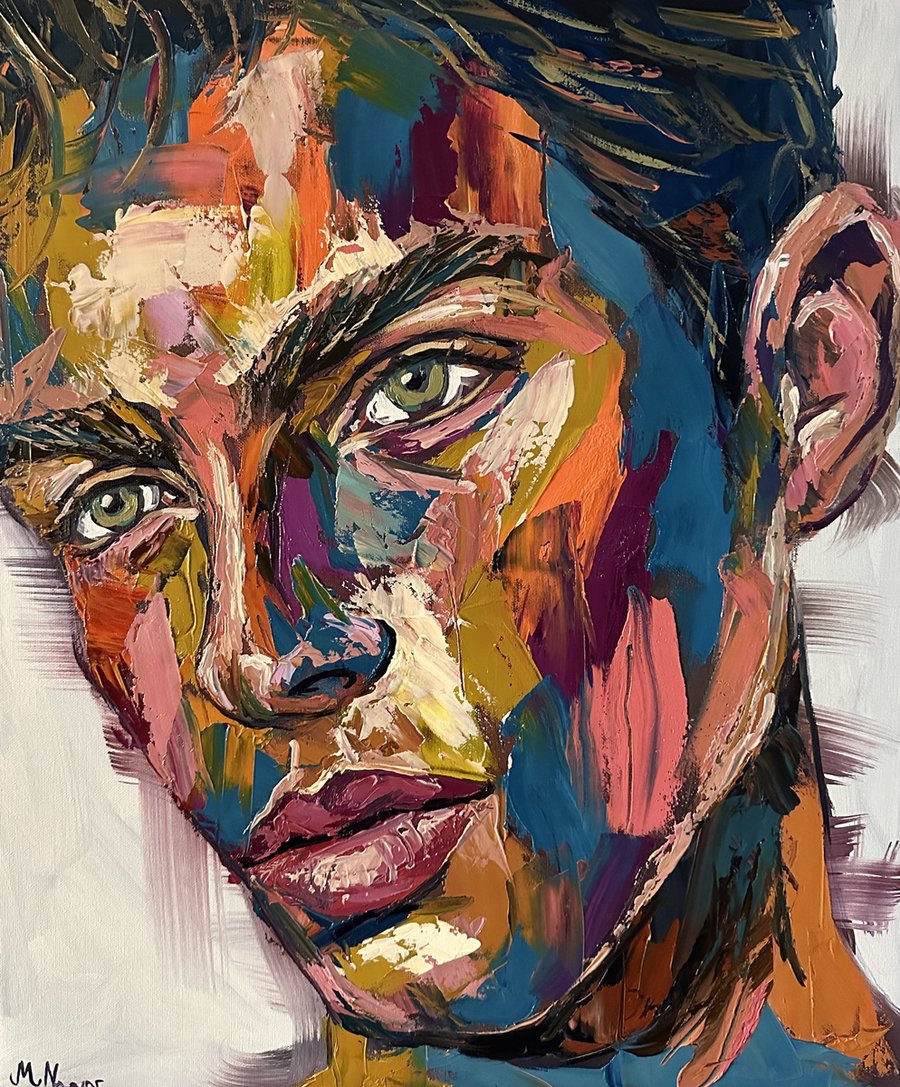 Palette knife male portrait Manu Rios painting Oil painting by ...