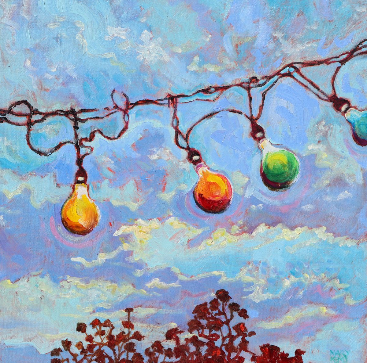 Impressionistic Landscape Oil Painting By Mary Kemp, 12 X 12", Light My World, Original Artwork