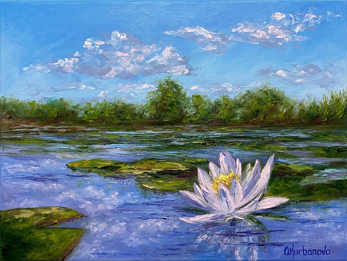 Tranquil Pond By Olga Kurbanova, 16 X 12, Artwork For Sale On Artfinder