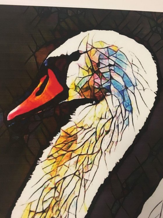 'Swim, Swan, Swim' - a Crushed glass painting