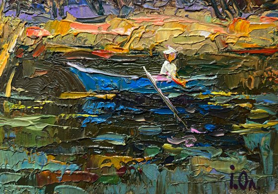I swim to the river bank