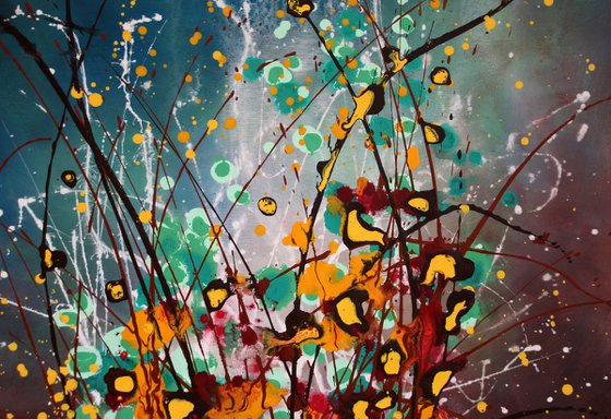 Folie Des Fleurs #4 - Extra large original abstract floral landscape