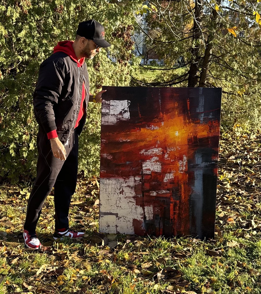 Abstract Landscape Oil Painting By Ivan Grozdanovski, 35 X 47, Agartha - The Core 2, Original Artwork