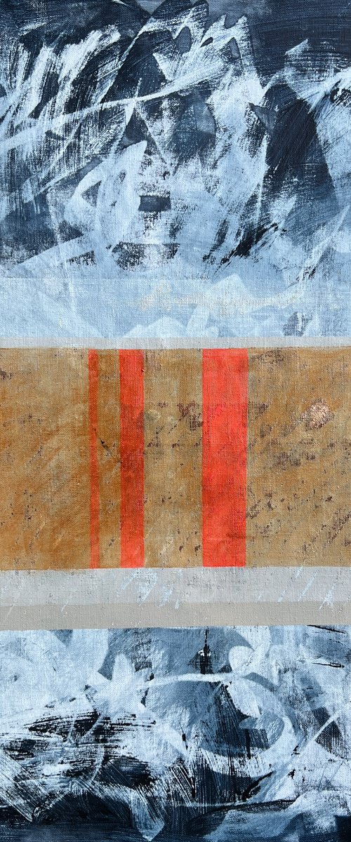 Blue abstract orange flow by Anastassia Markovskaya