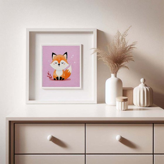 Fox on a pink background 1